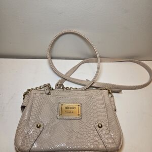 Nicole by Nicole Miller Textured Taupe Crossbody Bag